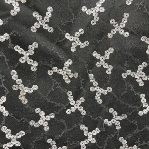 Escada Sequin Print Brocade Pencil Skirt Black Silver Silk Blend - Picture 5 of 16